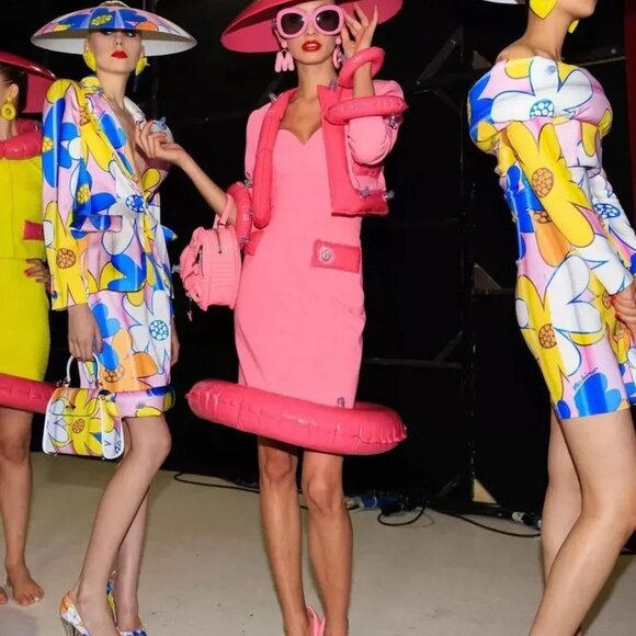 MOSCHINO COUTURE POOL INFLATABLE BARBIE PINK SKIRT ONLY IT40 USA 6 2023 RUNWAY - Picture 1 of 16